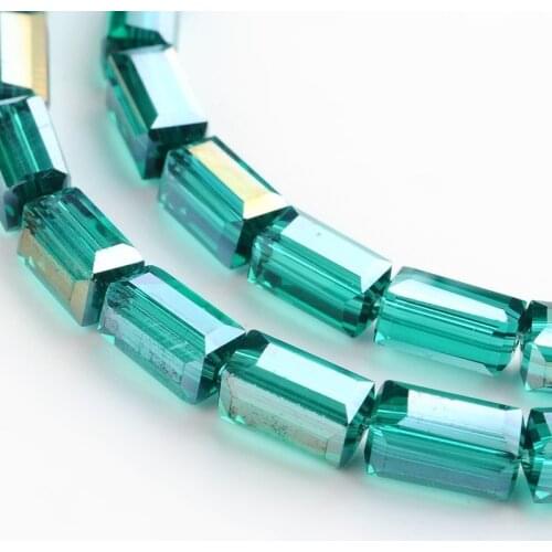 Pandahall 50pcs/strand Electroplate Cuboid Glass Bead Strands Faceted Beads for Jewelry Making DIY Accessories 8x4x4mm Mix Color