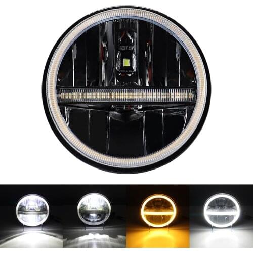 7 Inch Round LED Headlight Hi/Low H4 Light DRL Turn Signal Headlamp for Jeep Wrangler Off Road 4x4 Motorcycles
