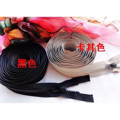 8# super length plastic resin zipper Khaki black color 350cm open end for sofa yacht tent