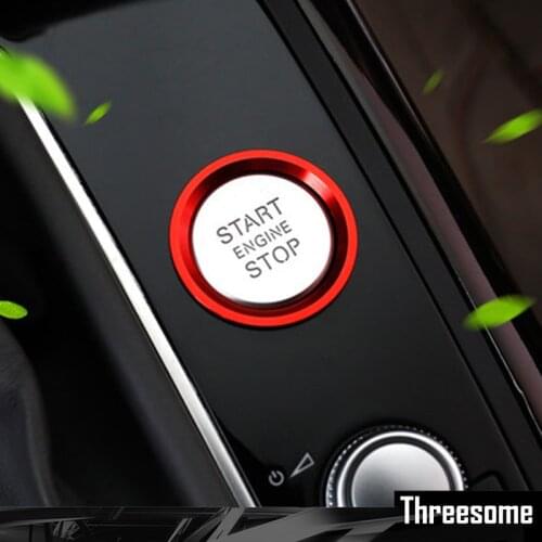 SRXTZM Car Start Stop Engine Circle Button Ring Trim Sticker Fit For Audi A4 A5 B9 2017 2018 A6 A7 C7 2011-2017 Q5 8R 2009 -2017