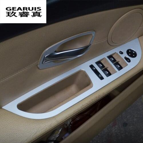 Car Styling Window Lifter Control Frame Switch Decor Armrest Covers Stickers Trim For BMW E60 5 series Interior Auto Accessories