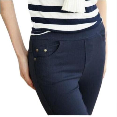 2018 Plus Size Womens Pencil Pants Women Casual Capris White Black Navy Color Female Bottoming Pants Brand Slim Trousers
