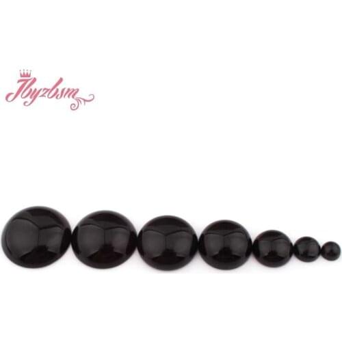 Coin Black Agates Bead CAB Cabochon Flatback Dome Undrilled Natural Stone Beads For DIY Pandandt Earring Ring Jewelry Making 5pc