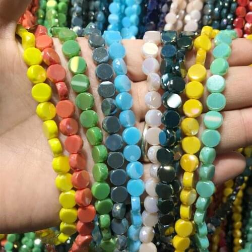 20pcs 8x4mm Solid Color Faceted Glass Beads Flat Round Crystal Austria Beads for Jewelry Making DIY Earrings Necklace Findings