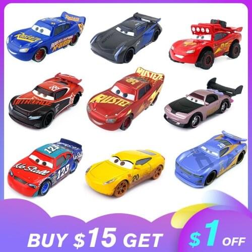 Disney Pixar Car 2/3 Lighting McQueen King Fillmore Toy Car 1:55 Die Cast Metal Model Toy Car Childrens Birthday Christmas Gift