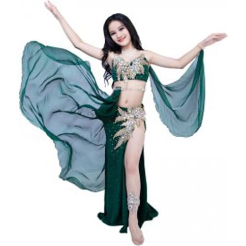Hot-Sale Professional BellyDance Set Dress for Kids Child high quality Stage Danceing Clothes Girls belly Dance Wears Bra+Skirt