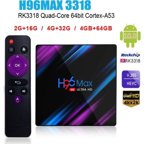 H96 MAX RK3318 And roid 10.0 Smart TV Box 2.4G&5G Dual Wifi BT4.0 Media Player