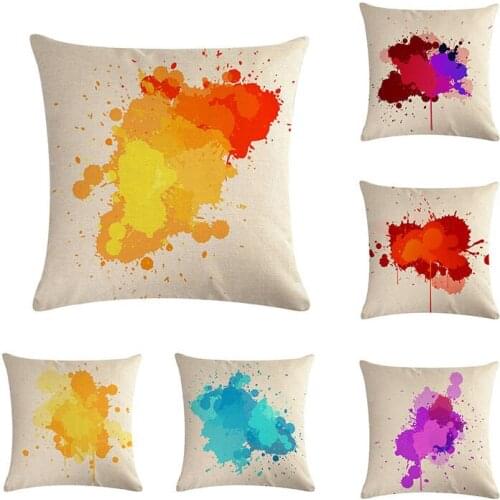 Art Rendering Colorful Pictures Cushion Cover Cotton Linen Big Dot Home Deocrative Pillows Cover for Sofa Car ZY512