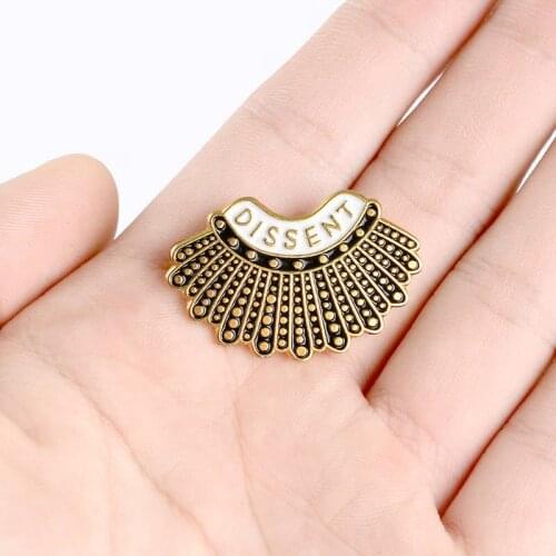 DISSENT Pin Badge On Backpack Ruth Bader Ginsburg Detachable Collar Brooch Pins For Clothes Broche For Schoolbag