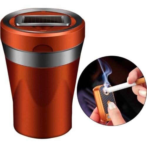 Compact Ceramic Ashtray Detachable Car Cigarette Ashtray with LED Light USB Rechargeable Car Trash Can for Travel Home G5AD