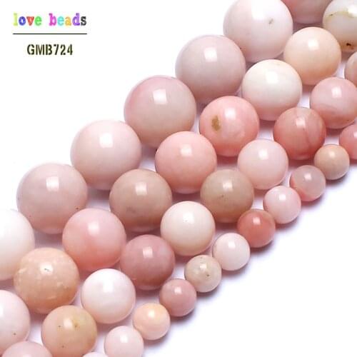 AA+ natural pink opal stone round loose beads for jewelry making 15inches 6/8/10/12mm beads DIY EDC Rosary Bracelet