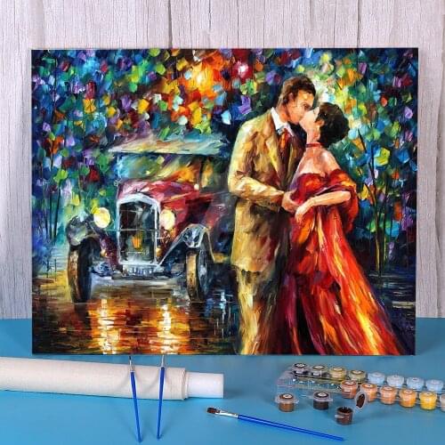 Oil Painting Style Old Kiss Paint By Numbers Complete Kit Acrylic Paints 50*70 Canvas Pictures Home Decor For Kids For Art