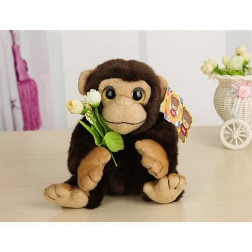 7" Mini Lifelike Chimpanzee Plush Toys Real Life Wild Animal Big Eyed Gorilla Stuffed Toy Birthday Gifts For Kids