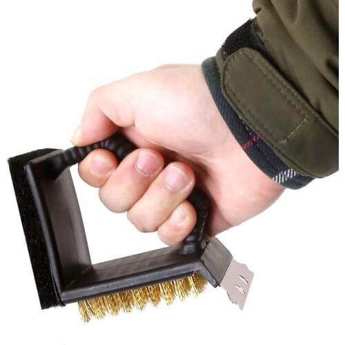 Multifunction 3 In 1 Durable BBQ Brush Tool Barbecue Grill Cleaner Cleaning Brush /Steel Wire Sponge Shovel Accessories