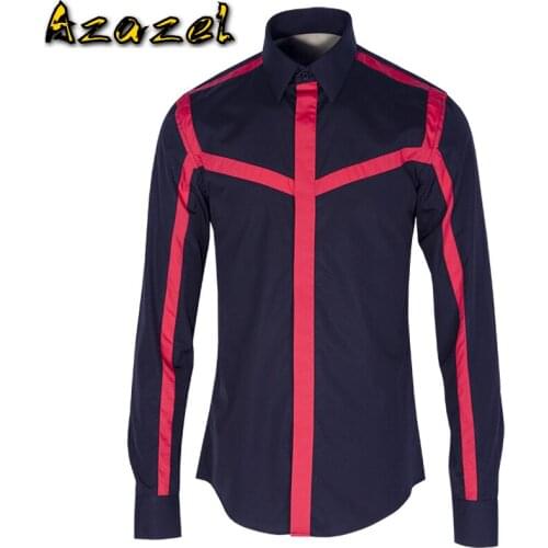 Azazel Men Shirt Luxury Splicing Long Sleeve Mens Dress Shirts Fashion Casual Mens Shirts Plus Size 4xl Slim Fit Shirts Man