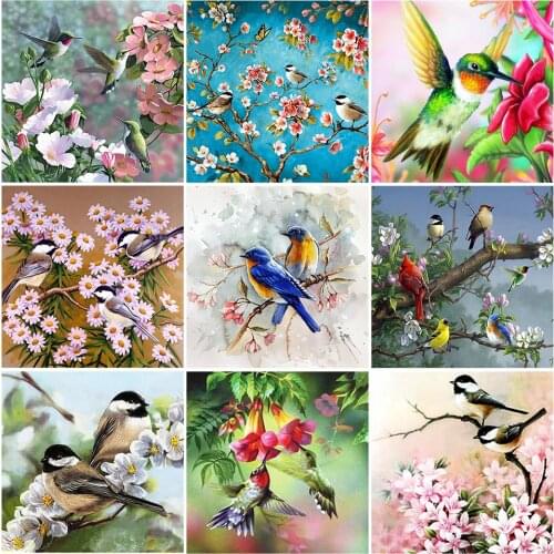 5D DIY Diamond Painting Birds Flowers Cross Stitch Kit Full Drill Square Embroidery Mosaic Art Picture of Rhinestones Wall Decor