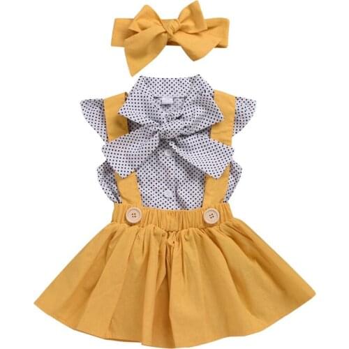 Baby girl clothes Childrens skirt suit 2019 summer Korean version of the new baby gril polka dot bow strap skirt suit