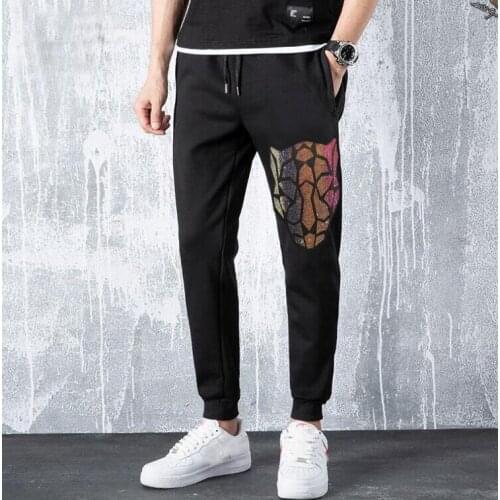 Casual Men Sweatpants Clothing Mens Sport pants Sportswear Man Elastic Diamond stone design