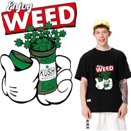 Plant hippie weed applique Iron on transfer for clothes iron on vinyl transfer Stickers patch on clothes thermo stickers Stripes
