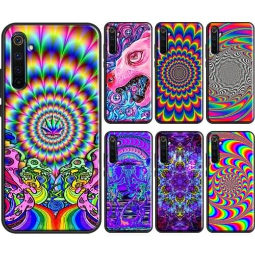 Psychedelic trippy Holographic For OnePlus 9 Pro 8 7T 8T Nord Case For OPPO Realme 8 Pro X2 6 7 Pro GT Neo C3 C21 Cover