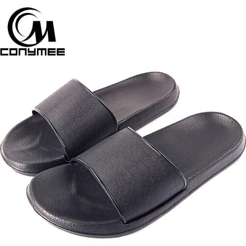 CONYMEE 2018 Summer Shoes Women Flat Heel Sandals Beach Flip Flops Black White Indoor Home Female Slippers Non-slip Sandalias