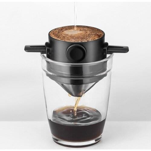 Foldable Reusable Coffee Filter Stainless Steel Pour Over Coffee Dripper For Home Office Coffee Filter Mesh Cafe Tea Brewer Tool