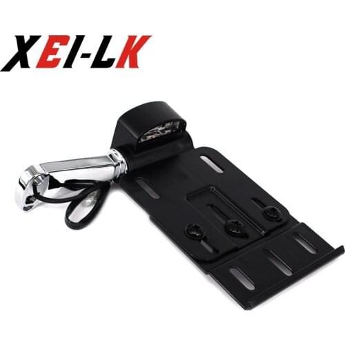 Collapsible LED Light Side Mount License Plate For Harley Sportster XL 883 1200 48 Forty Eight Dyna Fat boy Parts 2004-2016