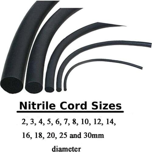 1Meter Diameter 2-30mm Cylinder NBR Nitrile Rubber Sealing Strip Black Solid Round O-Bar O-Ring Anti Oil Resistance Seal Gasket