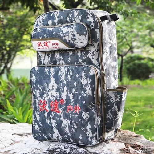 Large-Capacity Camouflage Backpack Fishing Chair Backpack Oxford Cloth Outdoor Fishing Backpack Detachable Fish Guard Bag X561G