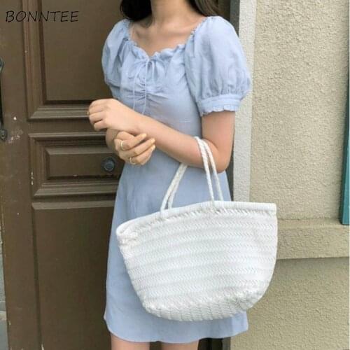 Dresses Women Empire Japanese Style Sweet Draw String BF Ins Summer Casual Y2k Elegant Gentle Soft Fashion Lady Holiday Harajuku