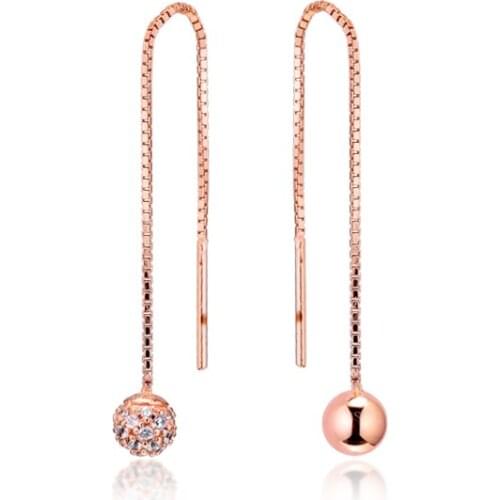 Polished & Pave Bead Dangle Earrings 925 Sterling Silver Jewelry For Woman Make up Fashion Female Earrings Party Jewelry