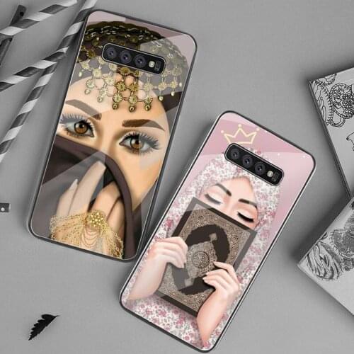 Woman Crown hijab Face Muslim Islamic Gril Eyes Phone Case Tempered Glass For Samsung S20 Plus S7 S8 S9 S10Plus Note 8 9 10 Plus