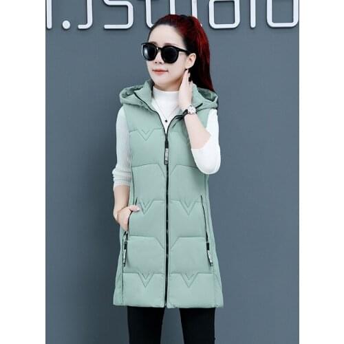 ISENMAL 4XL Women Winter Vest Casual Autumn Warm Thicken Long Sleeveless Waistcoat Female Cotton Padded Vest Jacket