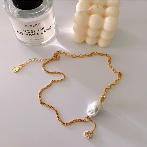 Golden natural pearl Female necklaces FOR WOMAN jewelry adjustable initial necklace chain