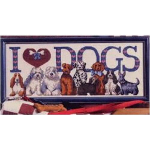 Magazine Home Decor Drawing Cute Cartoon Cross stitch I Love Dog Printed Cloth Kit 11CT14CT18CT Handmade DIY Embroidery Material