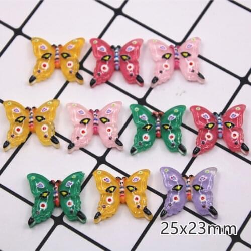 10PCS Cute Kawaii Cute Mixed colorful butterfly Series Flat Back Scrapbooking DIY Jewelry Craft