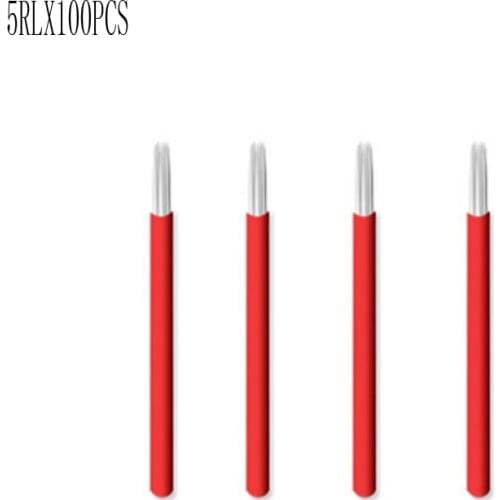 100pcs 5 Round needles for manual pen Semi permanent makeup manual fog pen needle r5 microblading eyebrow pen needles