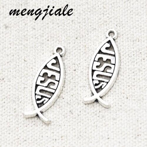 15PCS Wholesale Vintage Metal Jesus Fish Charms For Handmade Jewelry Findings DIY Craft