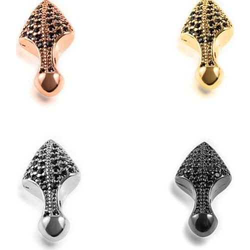 16*8mm Spike teeth crystal micro pave cz zircon cubic zirconia beads DIY necklace charm bracelet connectors yfg3s