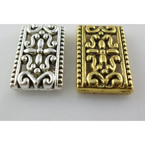 20pcs Tibetan Silver Rectangle Carved designs Charm Connectors Beads 12x18mm Jewelry Findings