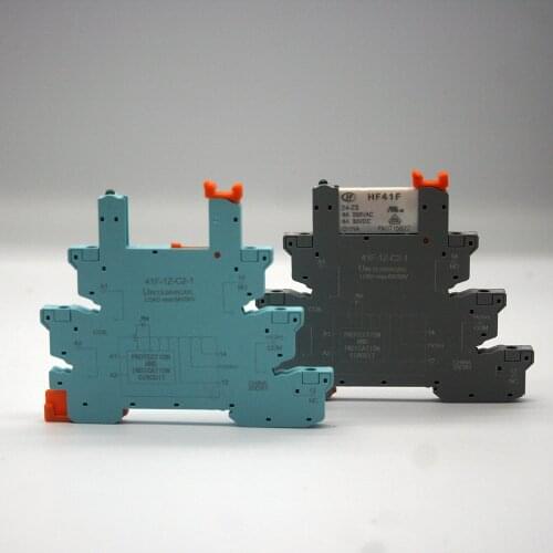 41F-1Z-C2-1 HF41F 24-ZS 12-ZS 12V 24V 6A 1CO Slim/SSR Relay Mount On Screw Socket with LED Wafer relay 41F RELAY SOCKETS