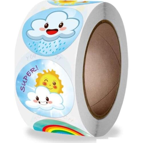 500PCS/roll Children Encouragement Sticker Party Cup Gift Toy Expression Teacher Reward Student Self-adhesive Stationery Label