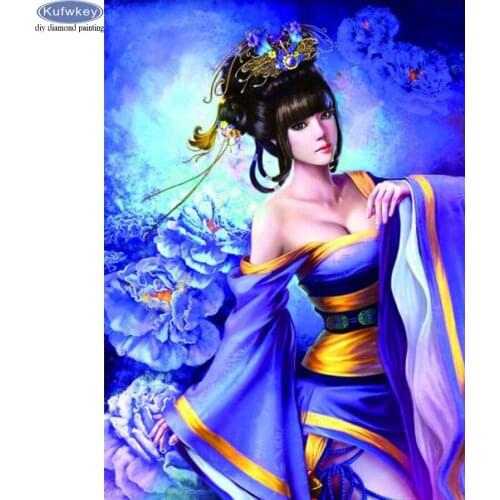 5d diamond embroidery portrait Princess full rhinestone diamond painting kits cross stitch home decoration japanese woman mosaic