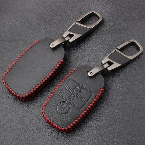 Remote Key Shell Case Fob 3 Buttons Genuine Leather Protector Key Cover For Kia RIO Ceed K3 K4 K5 Sorento Sportage QL Car Key