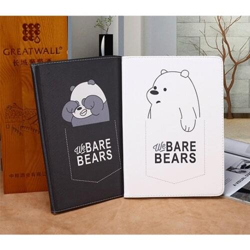 Tablet Case for iPad mini1/2/3/4/5 Case PU Leather Silicone Soft Trifold Stand Cute Baked Bear Sleep Smart Cover for mini2 Cover