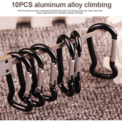 Black Carabiner 1/10Pcs Aluminum Alloy Carabiner Keychain Outdoor Camping Climbing Snap Clip Lock Buckle Hook Fishing Tool