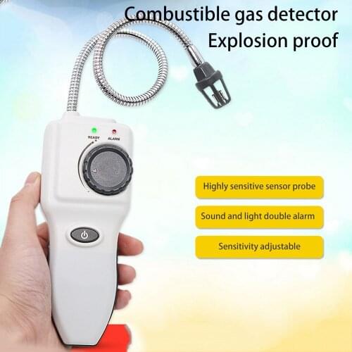 Flammable Gas Detector Handheld Portable Gas Leak Tester Gas Determine Tester with Sound Light Alarm Adjustable Sensitivity