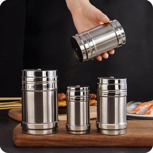 Stainless Steel Seasoning Storage Box Rotary Adjustment Spice Container With Hole Salt And Pepper Paprika Barbecue Shaker Jars
