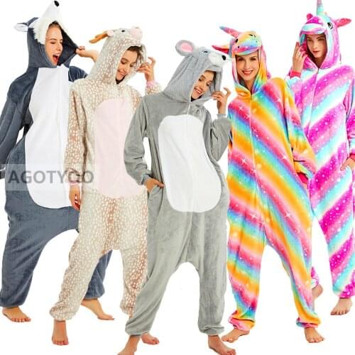 Cosplay Animal Costumes Winter Unicornio Pajamas Unicorn Direwolf Onesies Jumpsuit Halloween Costumes Women Kids Men Sleepwear