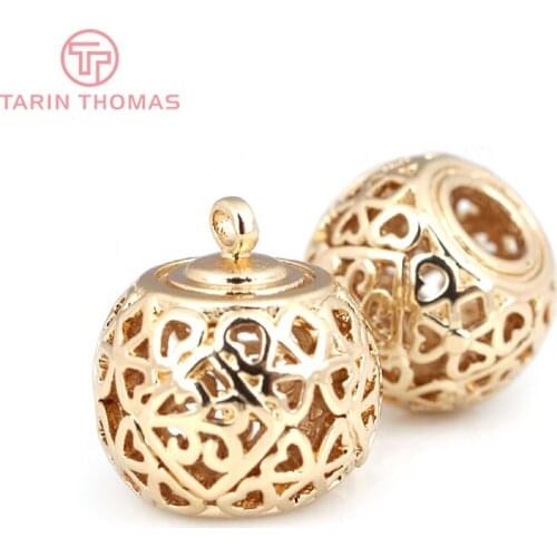 6PCS 13x19MM 24K Champagne Gold Color Plated Brass Hollow Charms Pendants High Quality Diy Jewelry Accessories